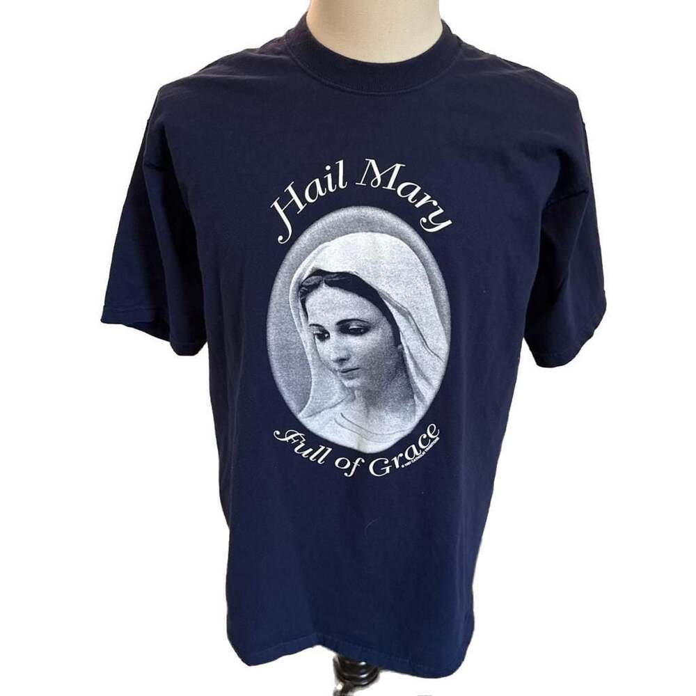 Vintage 1997 Catholic Traditions Hail Mary Full of Grace T-Shirt Size Large